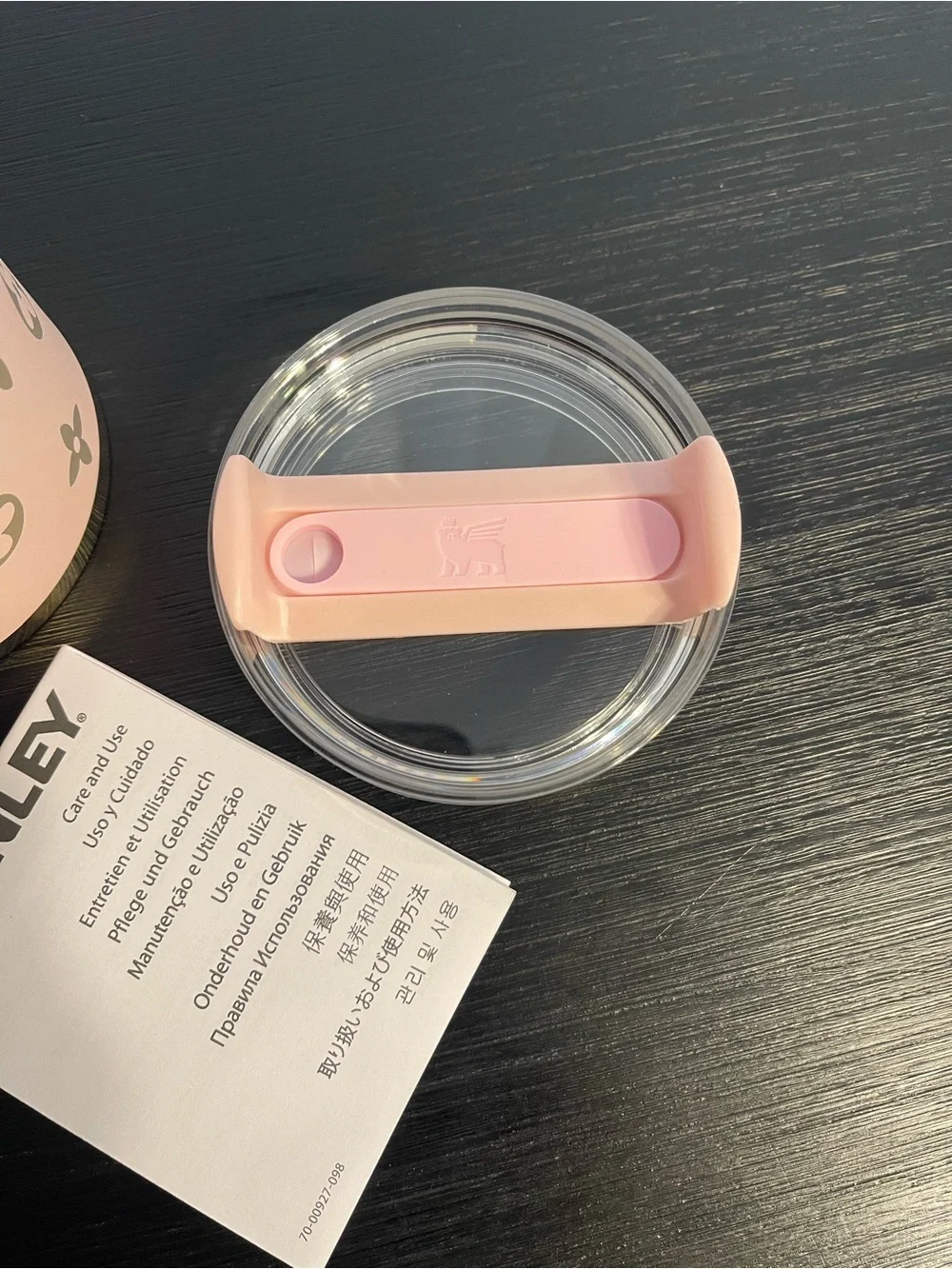 Custom Stanley Soft Pink Travel Tumbler with Gold Accents